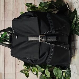 Coach NWOT 7432 Black Nylon/ Leather Trim Backpack with Buckle Detail